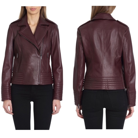 badgley mischka gia leather biker jacket